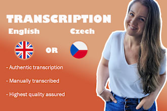 transcribe czech or english audio or video into text transcription