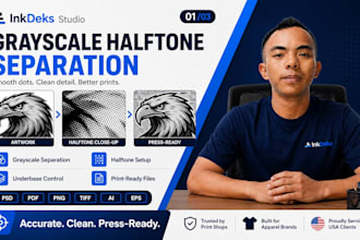 do grayscale halftone separation for screen printing