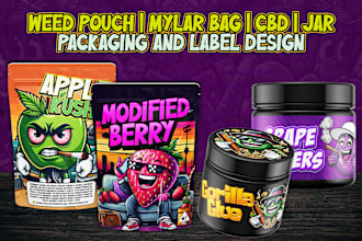 design unique custom weed pouch, mylar bag, cbd product labels