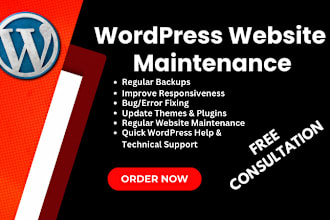do wordpress maintenance, website updates, technical support