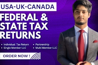 prepare US, UK, canada tax return of individual and llc