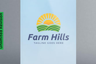 design a modern rural farm hills logo for business