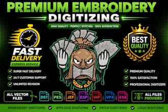 create embroidery digitizing into dst pes emb files