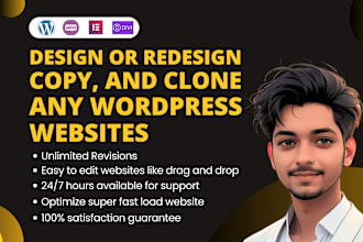 design, redesign, update, edit, copy clone, or revamp wordpress website