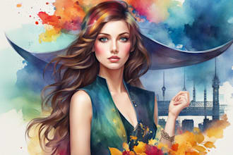 paint an watercolor illustration very colorful
