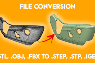 convert stl, obj scanned files to step, igs, parasolid