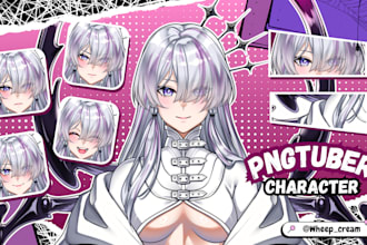 draw custom pngtuber model for your twitch stream in anime art, vtuber style