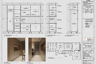 do shop drawings , kitchen drawings ,sections ,elevations for interior design