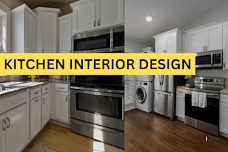 do 3d kitchen and kitchen interior design 3d rendering