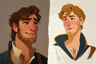 paint your cartoon portrait in disney style