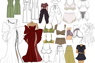 make professional fashion technical sketch and tech pack