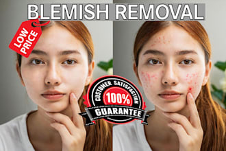 do blemish removal, photo retouching and skin correction