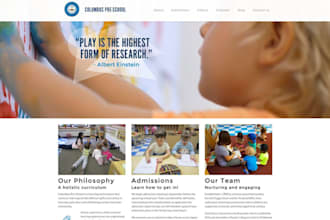 design preschool website, kindergarten website, school website on wordpresss wix