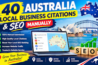 create 40 australia local business citations manually