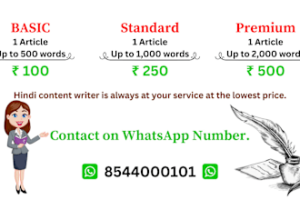 professional hindi content writer for blogs and website articles