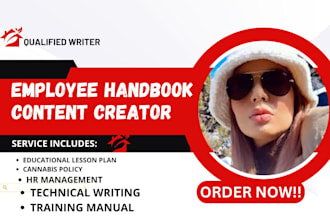 employee handbook, job description, training manual, booklet, coursework