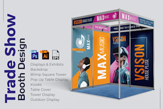 design trade show booth and backdrop for your exhibition