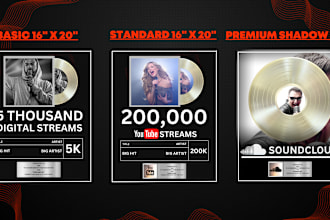 send you a vinyl record music promotion plaque for spotify, soundcloud, or other