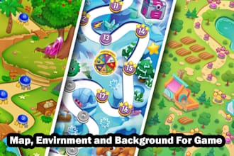 design 2d game concept art background, maps and environment