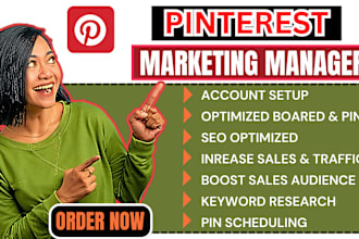 be your pinterest marketing manager, create pin and board, seo optimization