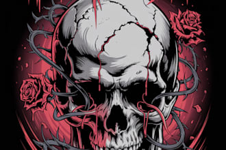 draw horror dark art, tshirt, metal album cover illustration