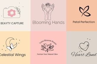 draw minimalist floral, feminine boho, botanical logo design