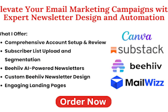 design mailwizz substack brevo beehiiv newsletter waitlist ai canva landing page