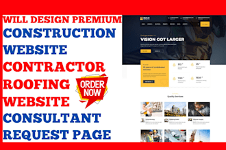 design premium construction website contractor roofing website landing page