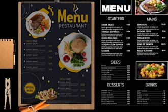 do restaurant menu, pricing list or leaflet design