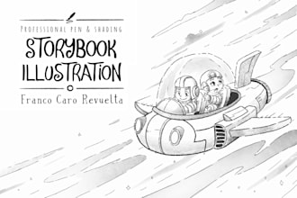 create black and white illustrations for storybooks