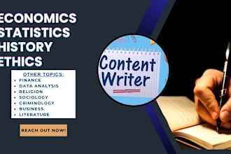 do economics, statistics, business, history and ethics tasks