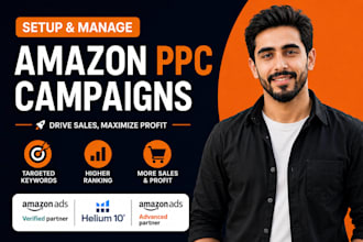 setup manage and optimize your amazon PPC campaigns, amazon fba ppc ads campaign