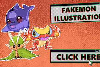 draw pokemon, fakemon or illustration of you and your team