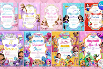 create kids birthday invitation, thank you cards and more
