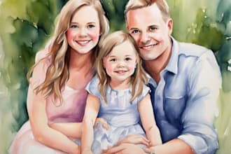 make a beautiful watercolor family portrait