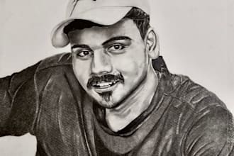 draw detailed graphite portrait from your photo