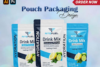 do modern and creative pouch design, mylar bags and food packaging