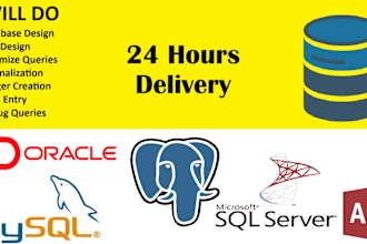 create a database on mysql, oracle, sql server and write queries