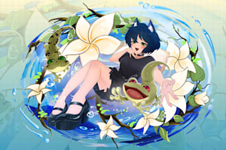 draw splash art illustration anime style for your game, oc, vtuber and avatar