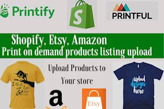 product listing on shopify, etsy, printify, printiful and print on demand expert