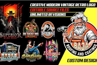 design creative modern, vintage, retro logo in 24 hours