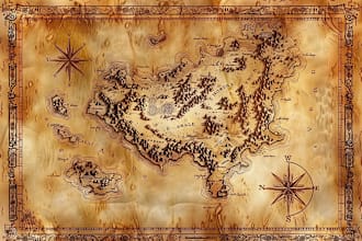 design a parchment styled fantasy map for your world