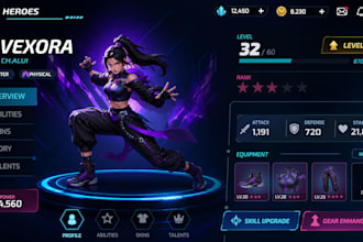 design 2d game UI UX for mobile and PC games