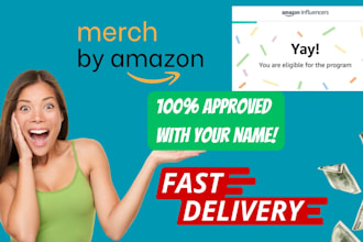 create an amazon influencer account for you to apply to merch by amazon
