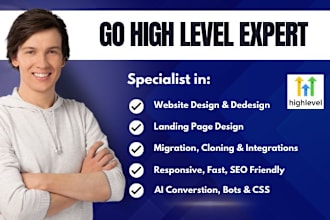 design gohighlevel sales funnel, go high level website, be landing page expert