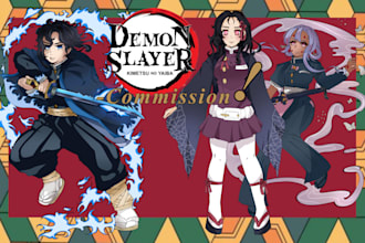 draw in demon slayer art style your character