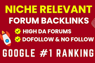 do manual placement high dr da niche relevant forum backlinks