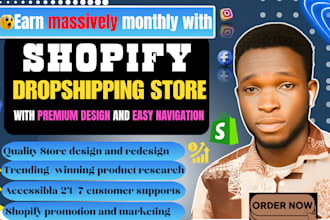 develop a professional shopify dropshipping store, accessible shopify website