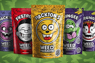 design unique weed pouch, mylar bag and cbd product labels