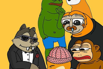 meme coin art animation video crypto portrait illustration line art vector pepe